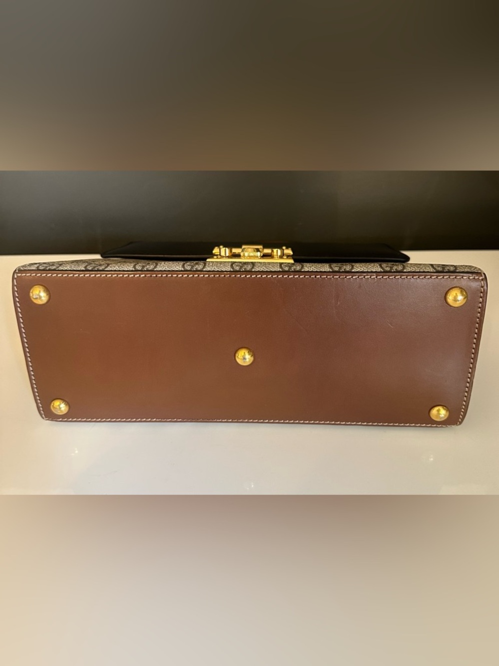 Gucci Padlock GG Supreme Black Camel Crossbody Top Handle Tri Color Genuine MINT - Picture 6 of 13